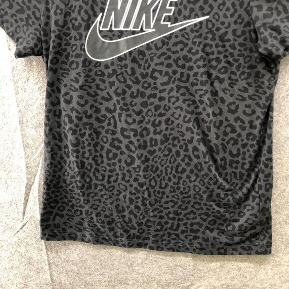 Nike Leopard Print Tee Womens S Black Swoosh Logo Short Sleeve Activewear Cotton - Picture 9 of 9